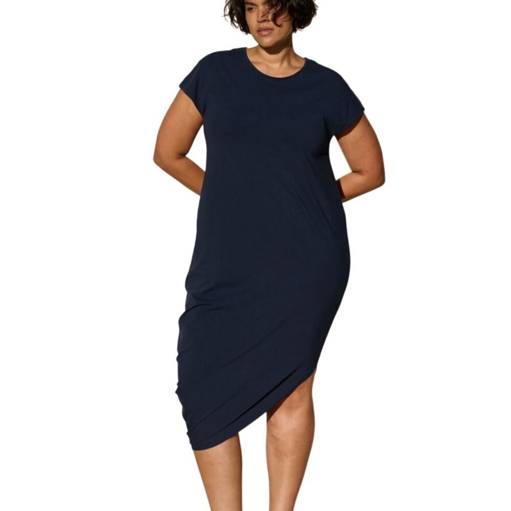 Universal Standard NEW 2XS Geneva Navy Short Sleeve Asymmetrical T-shirt Dress